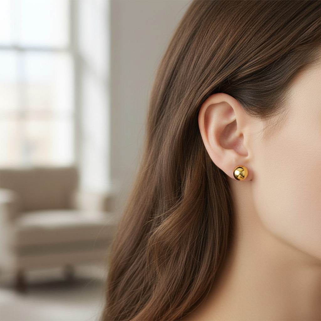 Elura Minimalist Gold-Toned Ball Stud Earrings for Women