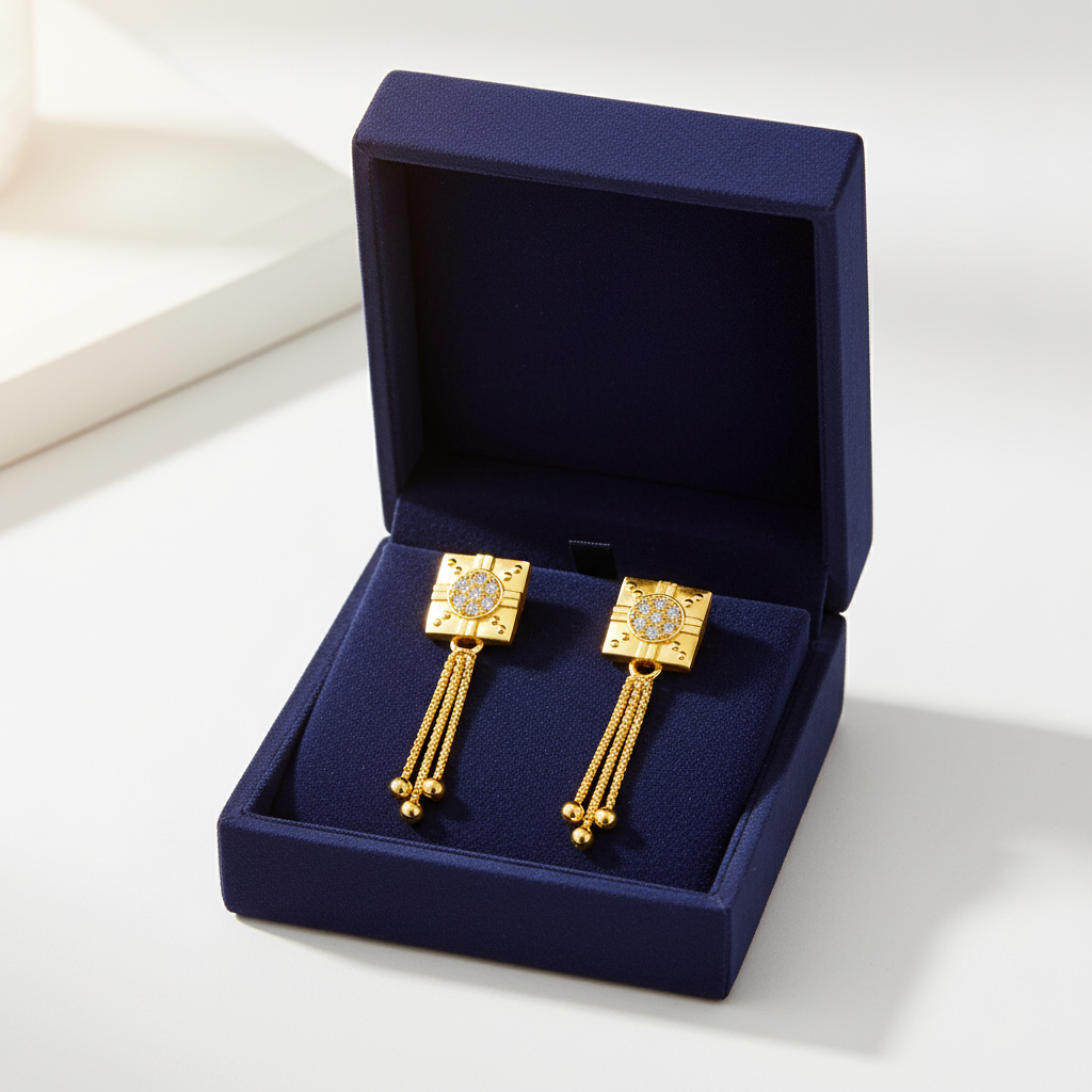 Elura Regal Chain Tassel Crystal Earrings
