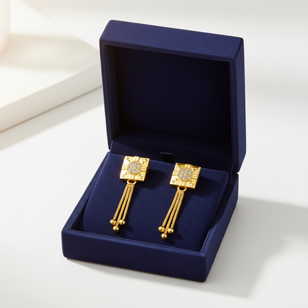 Elura Regal Chain Tassel Crystal Earrings