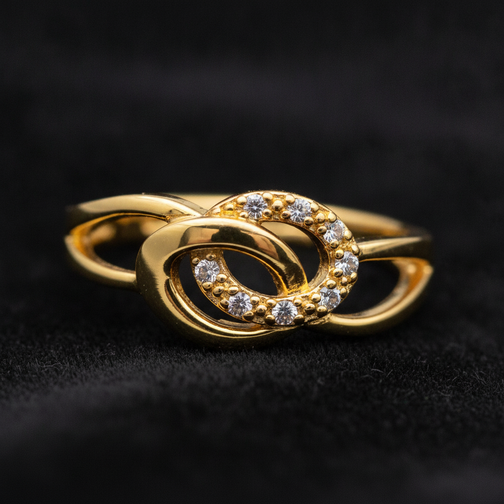 Infinity Loop Cubic Zirconia Open Ring for Women & Girls
