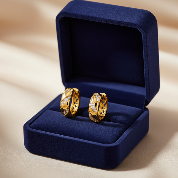 Elura Twisted Crystal Gold-Toned Huggie Hoop Earrings for Women