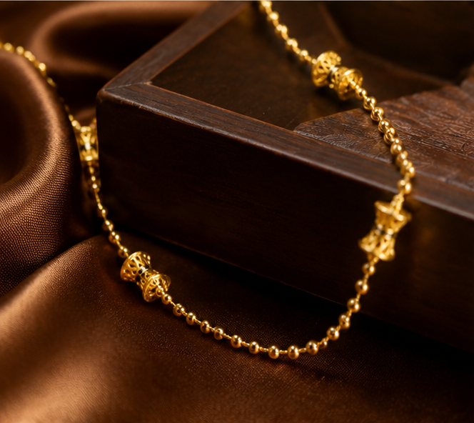 ELURA Bead Chain with Designer Barrel Charms for Women