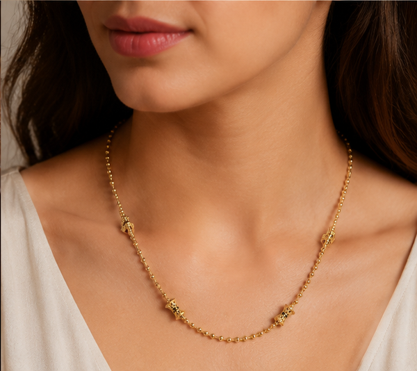 ELURA Bead Chain with Designer Barrel Charms for Women
