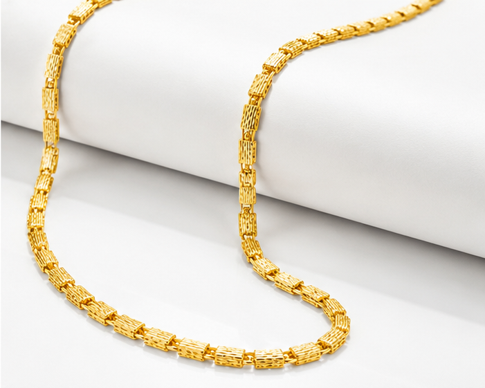 ELURA Premium Gold Rectangular Link Chain for Men & Women