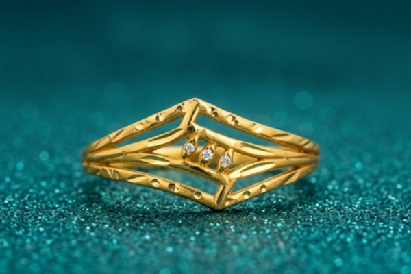Elura Geometric Triple Band Gold Ring