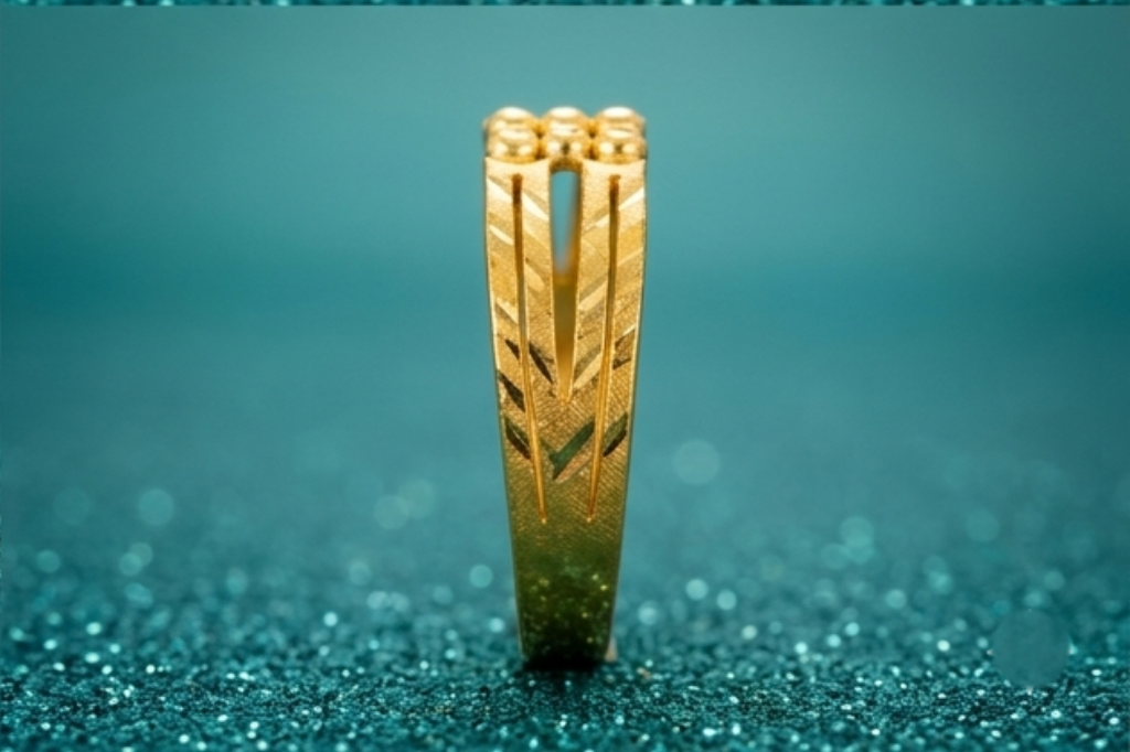 Elura Dual Line Textured Gold Kada Bracelet