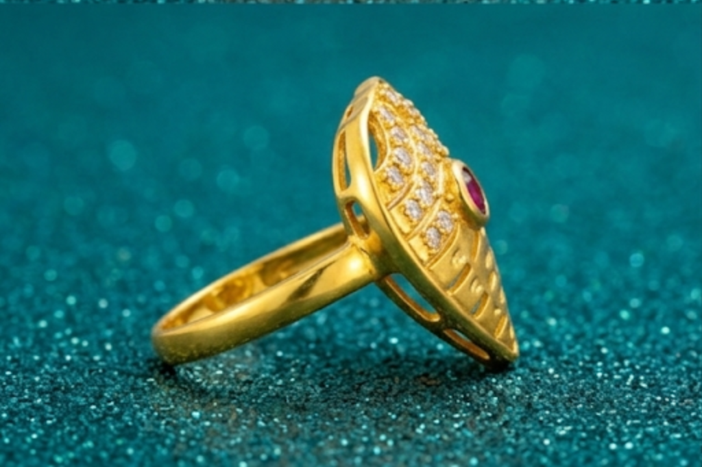 Elura Royal Ruby Leaf Designer Ring